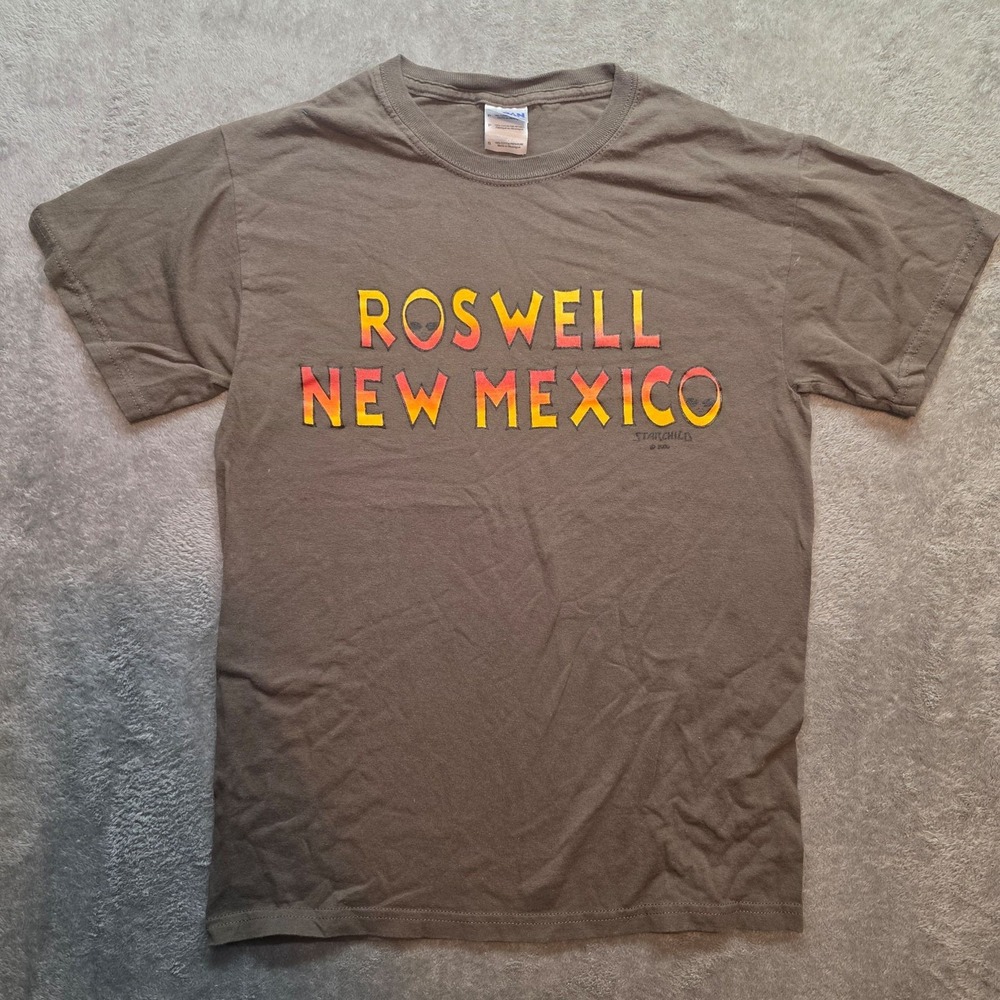 Roswell New Mexico Shirt Mens S Brown Alien UFO Graphic Gildan T-Shirt Souvenir
